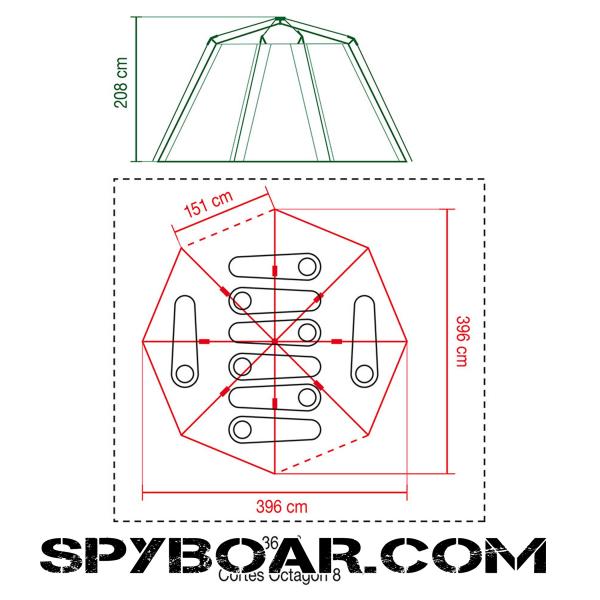 Палатка  Coleman Cortes Octagon 8 Blue 8-местна с височина до 208 см, тегло 20,7 кг