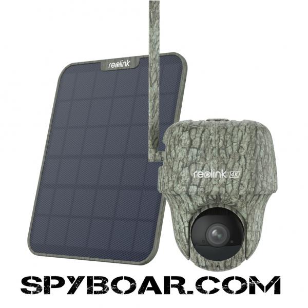 Camouflage 4G outdoor online camera Reolink Go Ranger PT, solar panel 4K, 8 MP + 32 GB Memory card