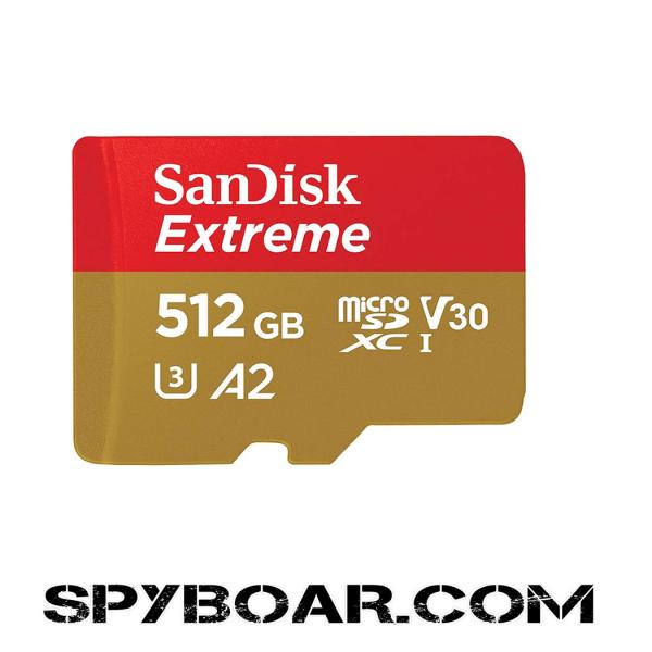 SanDisk Extreme microSDXC 512 GB + SD Adaptör + 1 yıl RescuePRO Deluxe 190 MB/s ve 130 MB/s'ye kadar Okuma/Yazma hızları A2 C10 V30 UHS-I U3