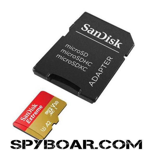 SanDisk Extreme microSDXC 512GB + SD адаптор + 1 година RescuePRO Deluxe до скорост 190MB/s & 130MB/s четене/запис A2 C10 V30 UHS-I U3