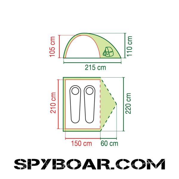 Палатка CRESTLINE 2L - Coleman план