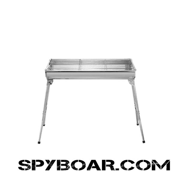 Foldable stainless steel barbecue with folding legs, Weight: 5.5 kg